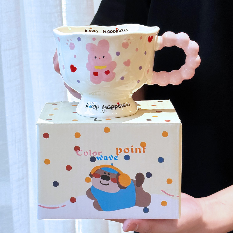 Taza de Cerámica de Animales Animados Resistente a Altas Temperaturas con Cuchara para Oficina