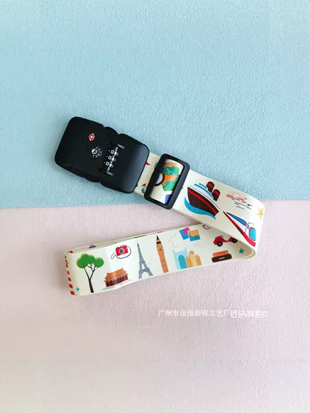TSA combination lock luggage strap, cartoon print travel suitcase fastening strap, anti-theft luggage strap, made of polyester material