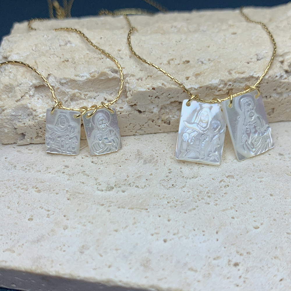 Square Pattern Women's Gender Simple Style Square Stainless Steel Plating Gold Plated Scapular Necklace Pendant Necklace