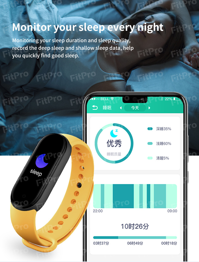 M7 Smart bracelet, color screen sports bracelet, step-counting multi-functional bracelet, heart rate, blood pressure, sleep, music cross-border Item Picture