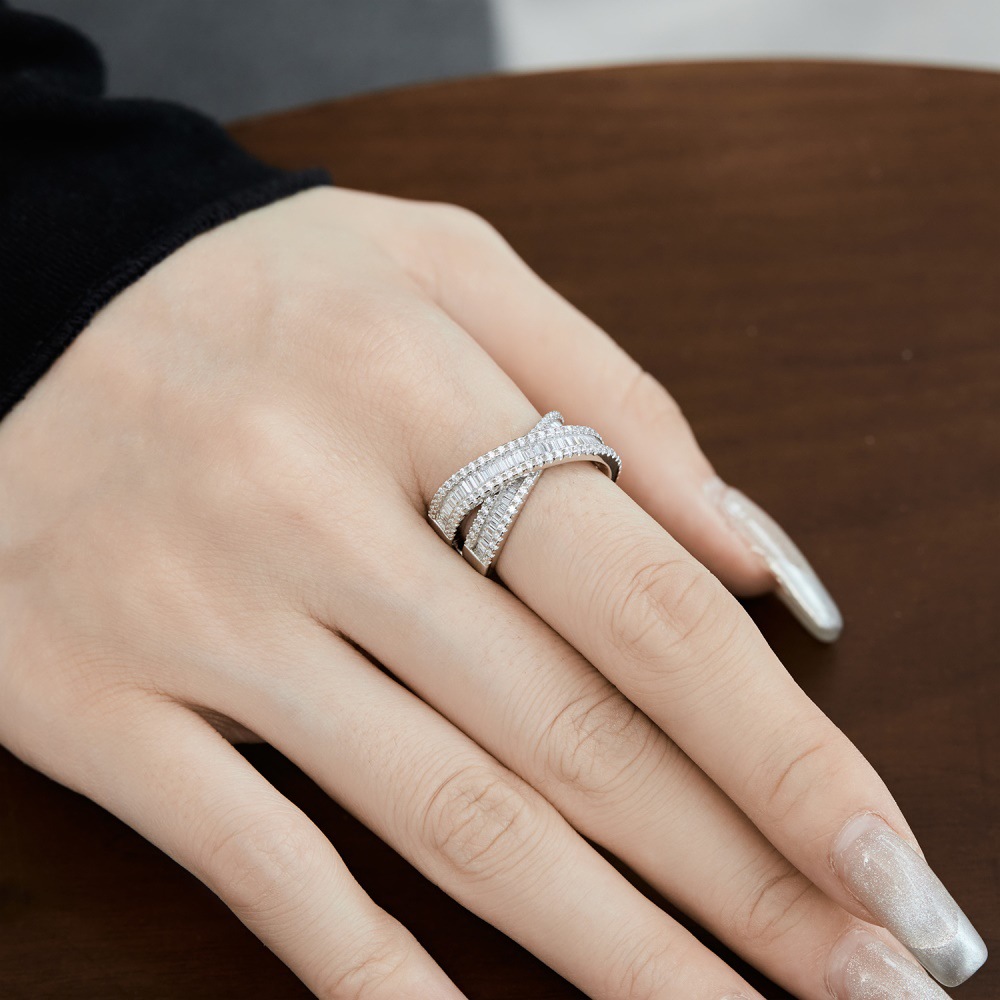 925 Sterling Silver Zircon U Shape Waves Heart Shape Rings display picture 38