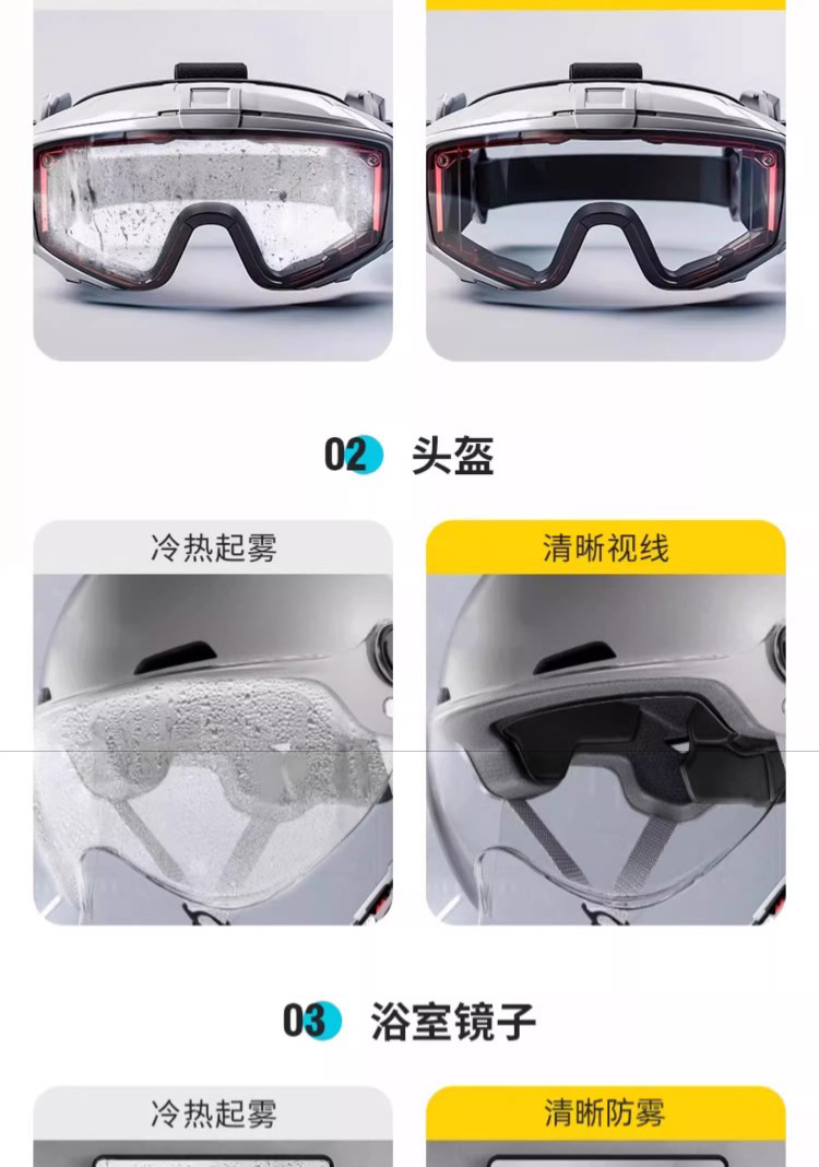 Anti-fog and anti-rain agent for car windshields, car window defogging spray, rearview mirror anti-rain and anti-fog car glass