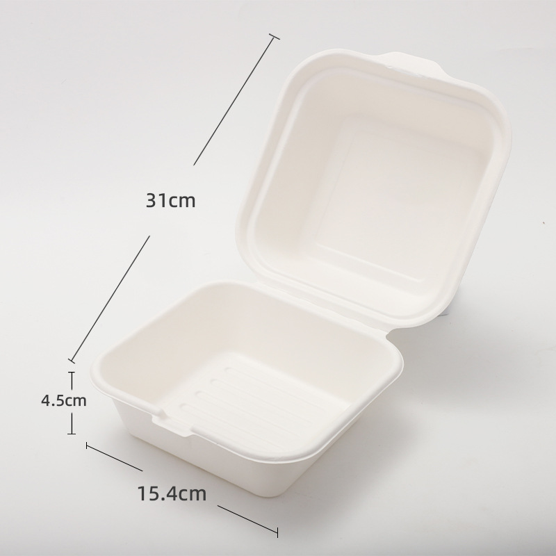 Caja de hamburguesas desechable personalizada Degradable Food Grade Commercial Cupertino caja de frita caja de bloqueo caja de pulpa doméstica