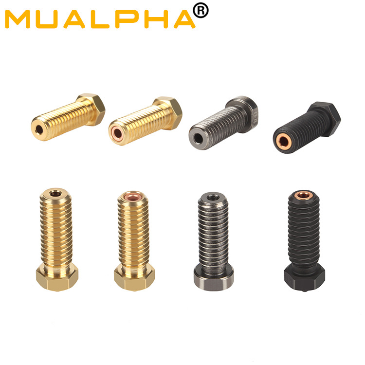 MUALPHA 3D打印机配件E3D火山口黄钢喷嘴CHT三孔钛合金热端