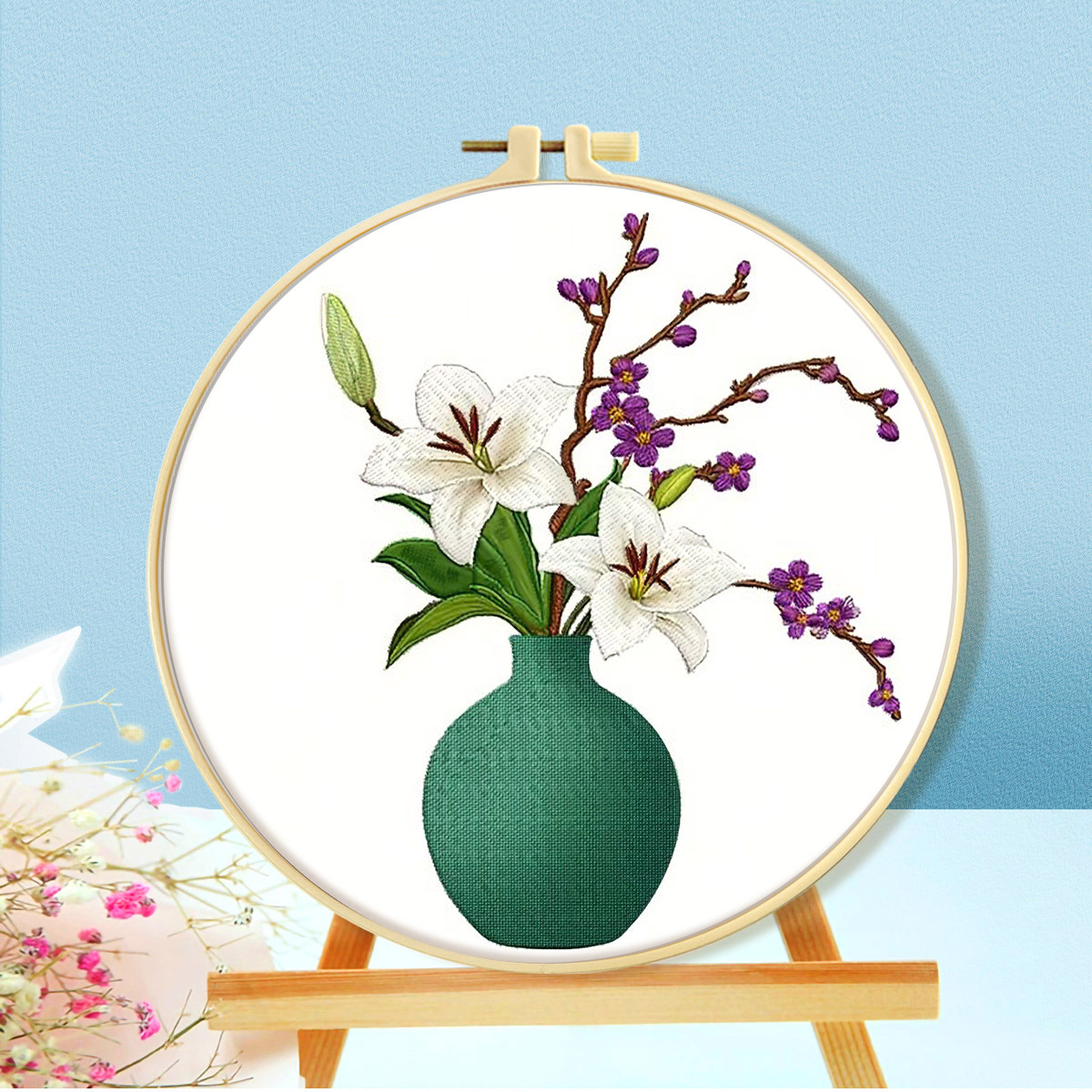 Mona Lisa Royal Cross-bordados nuevo jarrón simple flor planta bordado material paquete hecho a mano de bricolaje