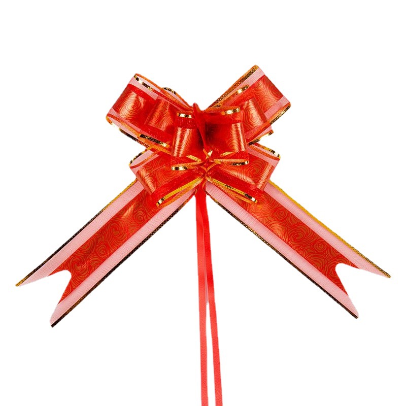 Transfronterizo 50 boda decoración del coche Rosa nieve hilo arco mano-Tirado flor cesta de frutas cinta de embalaje de regalo de Navidad