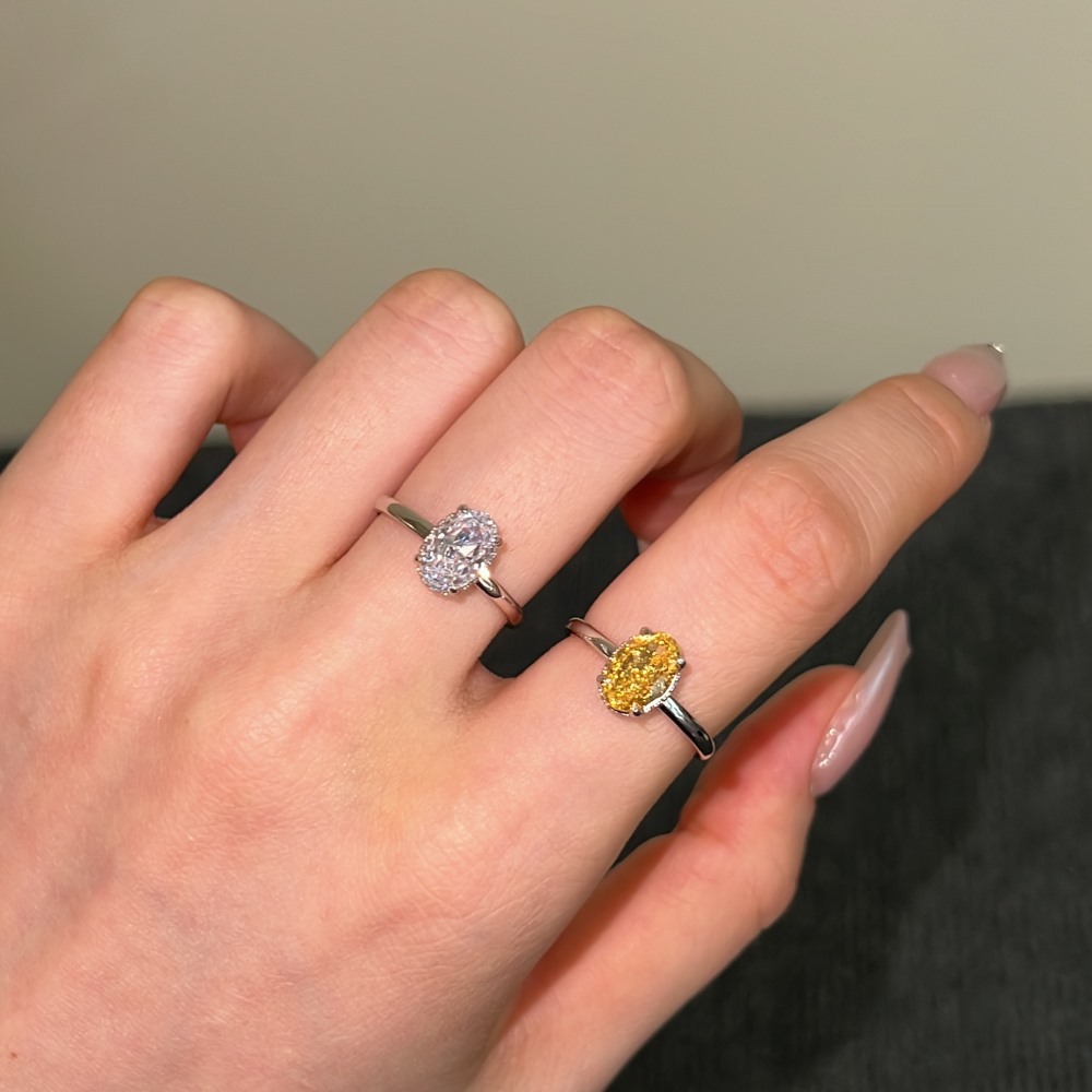 Geometric Pattern 925 Sterling Silver High Carbon Diamond Geometric Rings