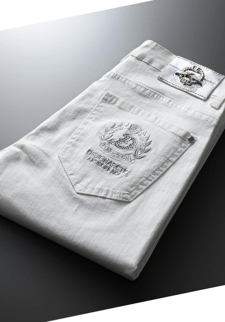 Men's High Quality Non fading and Non pilling Elastic Silk Cotton Jeans Men's Autumn Comfortable Slim Fit Small Feet_voghion.com