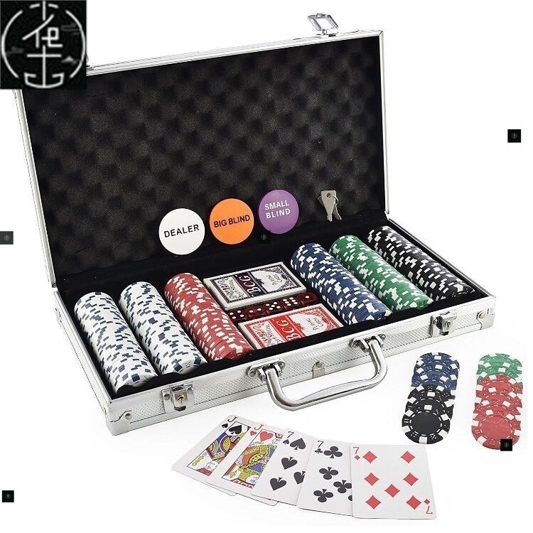 300 Chip Dice Style Poker Set Aluminum Case Taxas 筹码套装