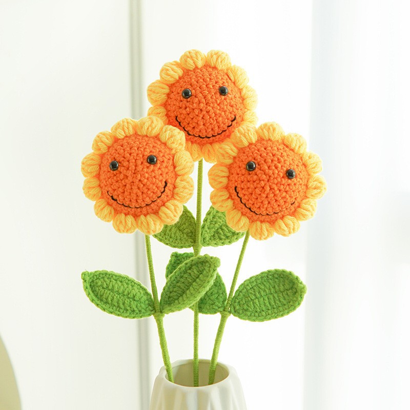 クロスボーダーの手編みの完成品の小さい花束は花の毛糸のメリヤスの花束を模倣します。|undefined