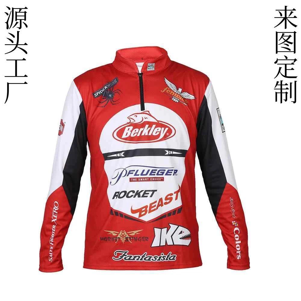 Customized Digital Printed Fishing Clothing Outdoor Ice Silk Breathable Heat Transfer Sun Protection Clothing Men's Sweat-Wicking Fishing Sun Protection Clothing