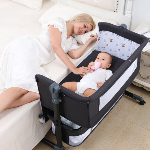 Crib newborn bed spliced ​​large bed baby rocking bed bb children's bed cradle bed multi-functional mobile foldable