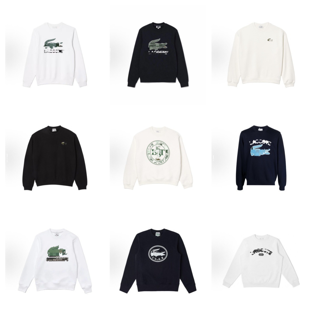 Cross-Border New Style Small Fish Logo Printed Round Neck Sweatshirt Cotton Casual Men's Sweatshirt Versatile and Trendy