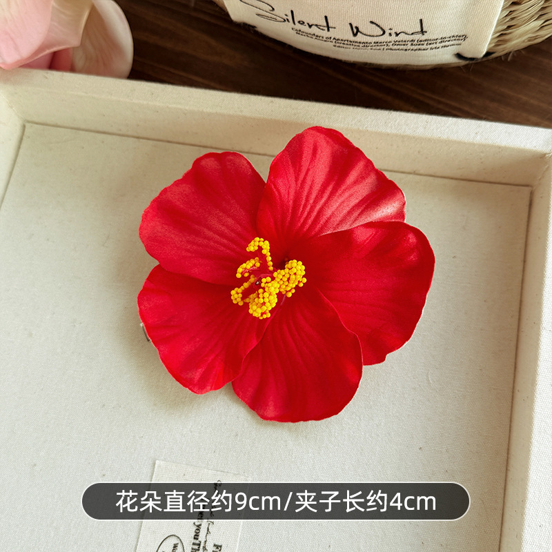 氛围感海边度假风仿真扶桑花发夹女波西米亚鸡蛋花朵发饰侧边头饰|undefined