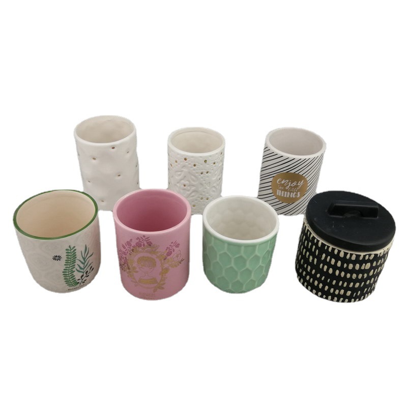 Nordic INS taza de vela creativa macaron cerámica vela taza con tapa vela tarro aromaterapia puede cera taza