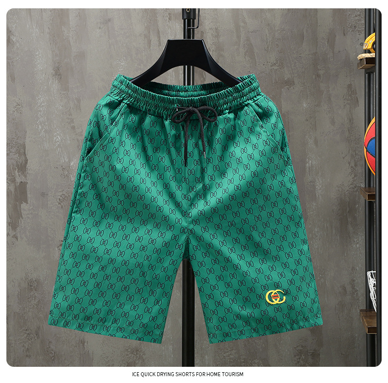 Sommershorts, trendige Sportoberbekleidung für Herren, bestickt, fünfteilig, jugendlich, lässig, dünn, schnell trocknend, locker sitzend_voghion.com