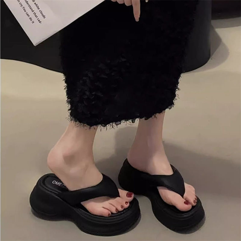 MGG moda zapatillas de soleas gruesas de verano para mujeres sandalias antideslizantes EVA de altura zapatillas de playa para mujeres