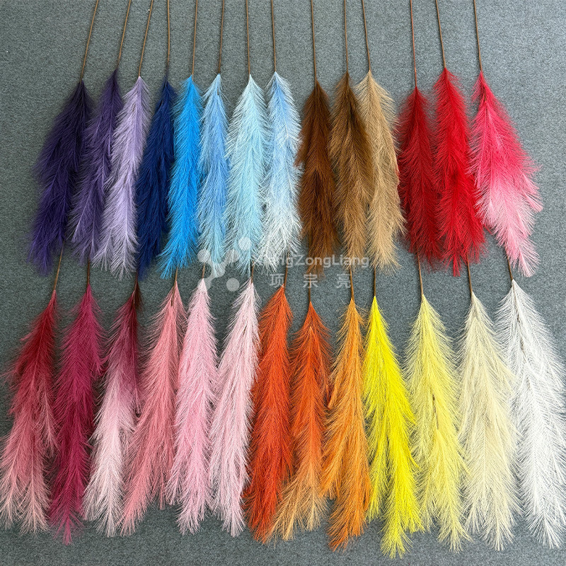 12-Branch Fireworks Reed Artificial Flowers for Wedding and Mall Window Decoration, Peacock Grass, Same Style as on Xiaohongshu Fireworks Reed