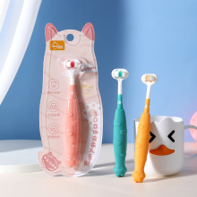 万毛三面儿童牙刷软毛三头面3-6岁家用批发立体宝宝高档独立包装