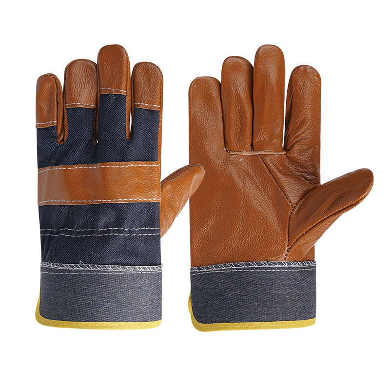 Guantes de soldadura de cuero de vaca resistentes al desgaste, capa de cabeza de protección laboral, soldadura resistente a altas temperaturas, escaldaduras, guantes de soldador de protección suaves y cortos
