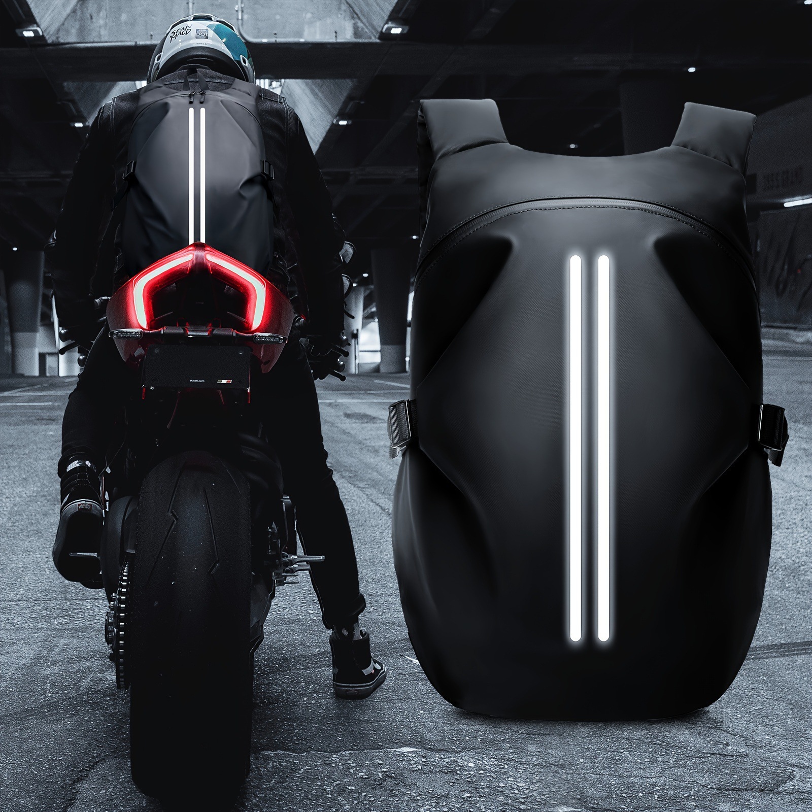 Motorcycle helmet backpack, portable backpack, water-resistant, reflective basketball sports bag, large-capacity backpack, cross-border
