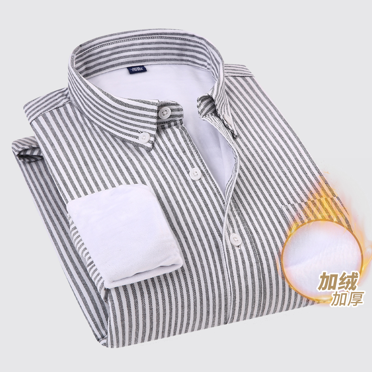 Dongyu メンズ秋冬オックスフォードテキスタイルメンズシャツプラスベルベット暖かいシャツメンズ純綿厚手のシャツ在庫卸売