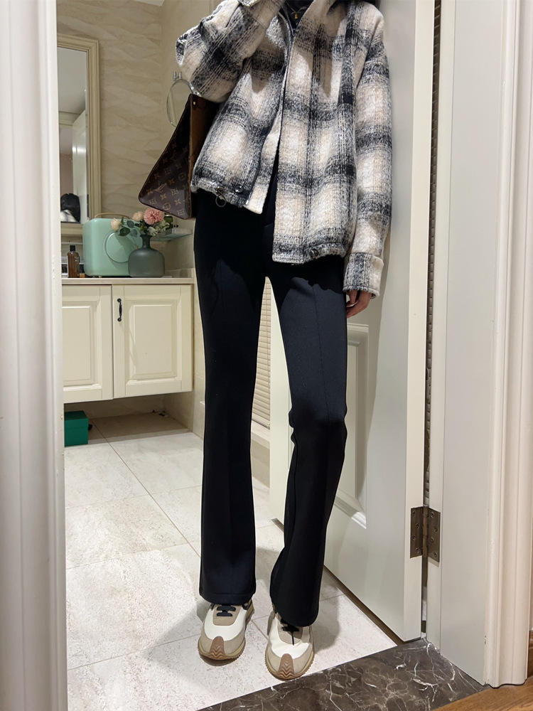 Magic Pants Instantly Slimming High-Waisted Black Flared Pants with down Lining, Fleece-Lined Black Pants for Women, New Winter G102714