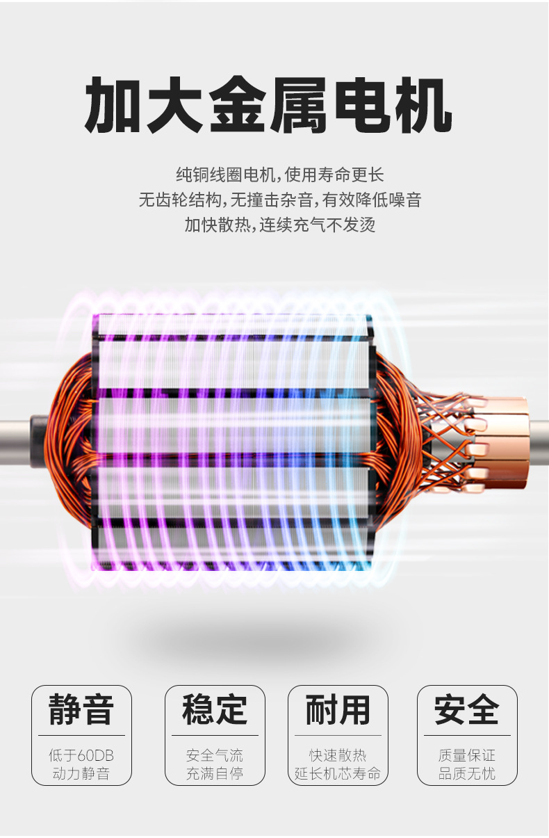 Car air pump, electric tire inflator, portable for small cars, high-power, high-pressure, dual-cylinder, for vehicle use