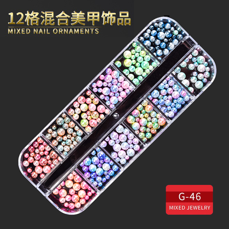 Juego completo transfronterizo de 12 compartimientos de remaches de metal, diamantes de imitación, Xingyue, piezas de concha de diamantes, accesorios para uñas, adornos para uñas