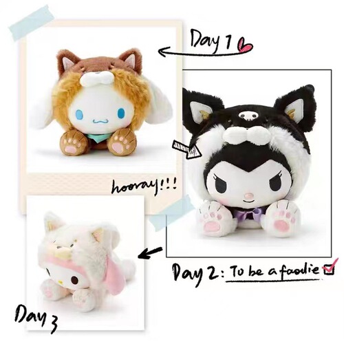 Sanrio sanrio Shiba Inu cross-dressing cinnamon dog Kuromi Melody plush doll pendant small doll claw machine