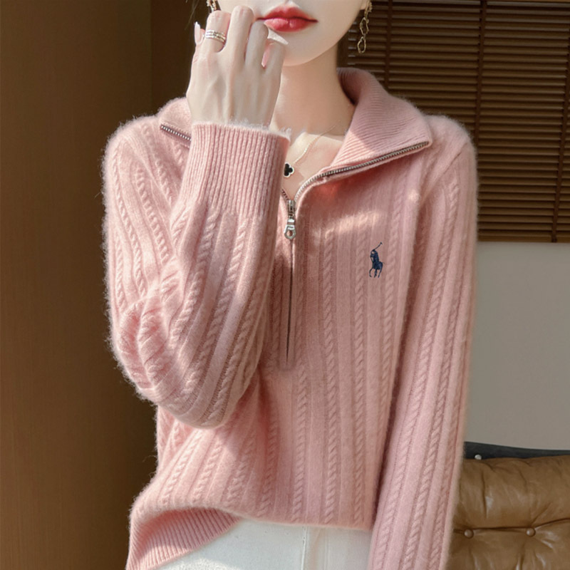 Heavy 100 cashmere heavy industry cable half open collar design…