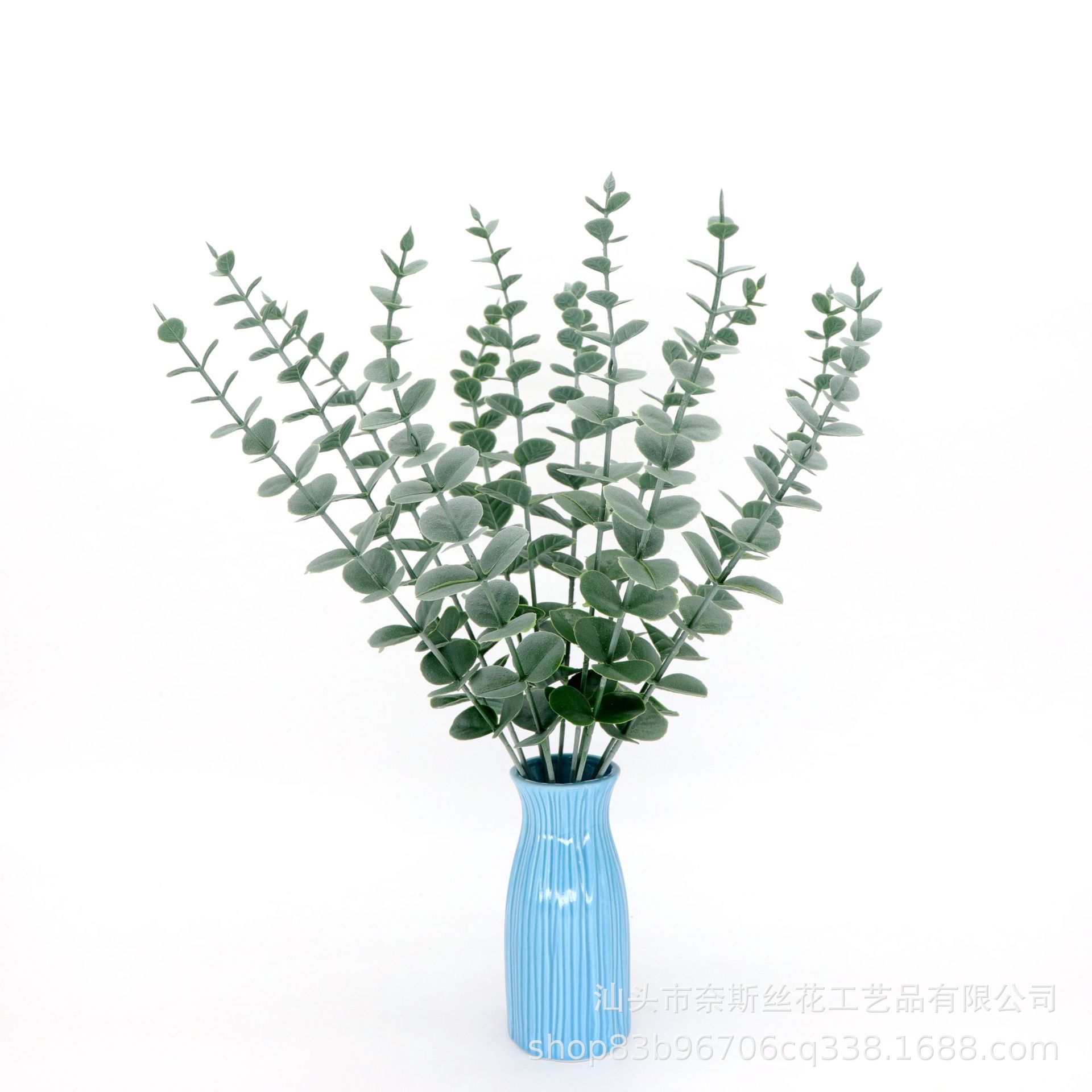 Cross-border simulation of eucalyptus leaf single money leaf artificial eucalyptus leaf home decoration bouquet with grass artificial flowers