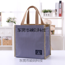 新款保温袋铝箔加厚大容量饭盒袋条纹便当盒手提袋饭包便当袋包邮