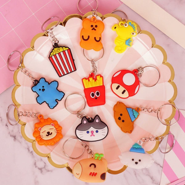 Cartoon keychain, champagne color, 50 pieces