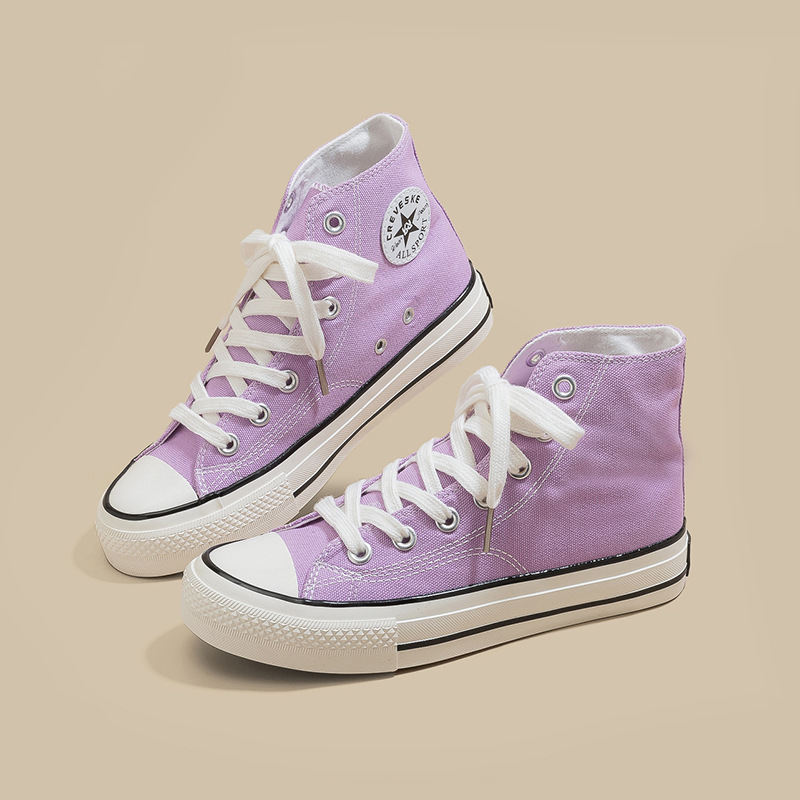 Retro clásico de la década de 1970 tres veces vulcanizado aceite brillante zapatos de lona de alto perfil para hombres y mujeres parejas de zapatos de skate de estudiantes versátiles
