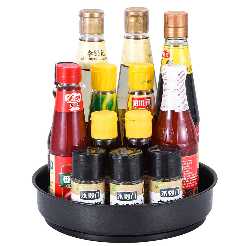 Acero inoxidable cocina giratoria de almacenamiento condimento rack multi-funcional baño encimera cosméticos caja de almacenamiento