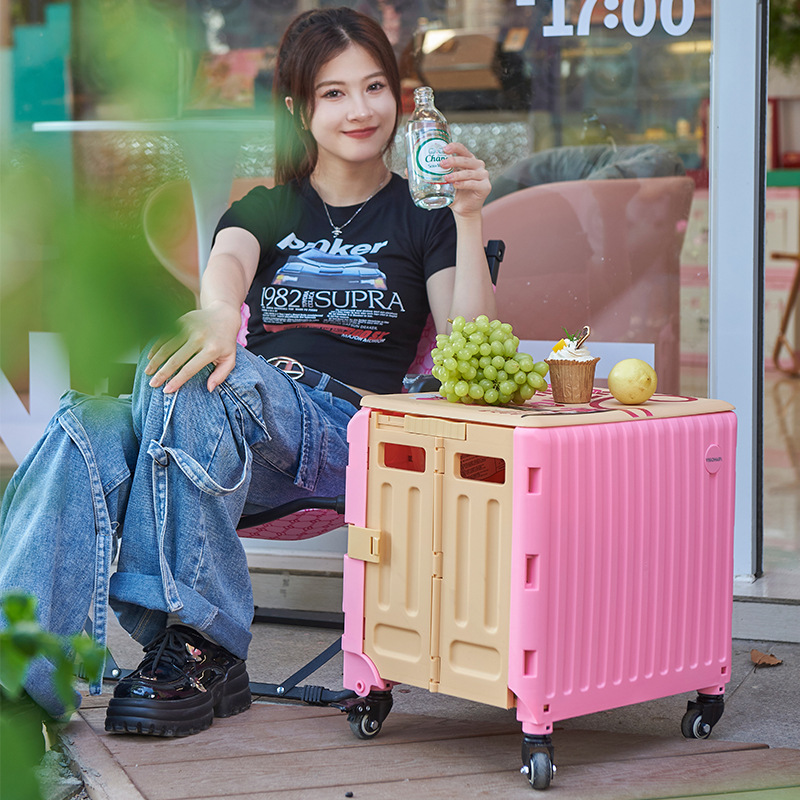 Shopping cart small pull cart outdoor storage box with wheels express delivery small trolley foldable shopping cart silent camping hand cart