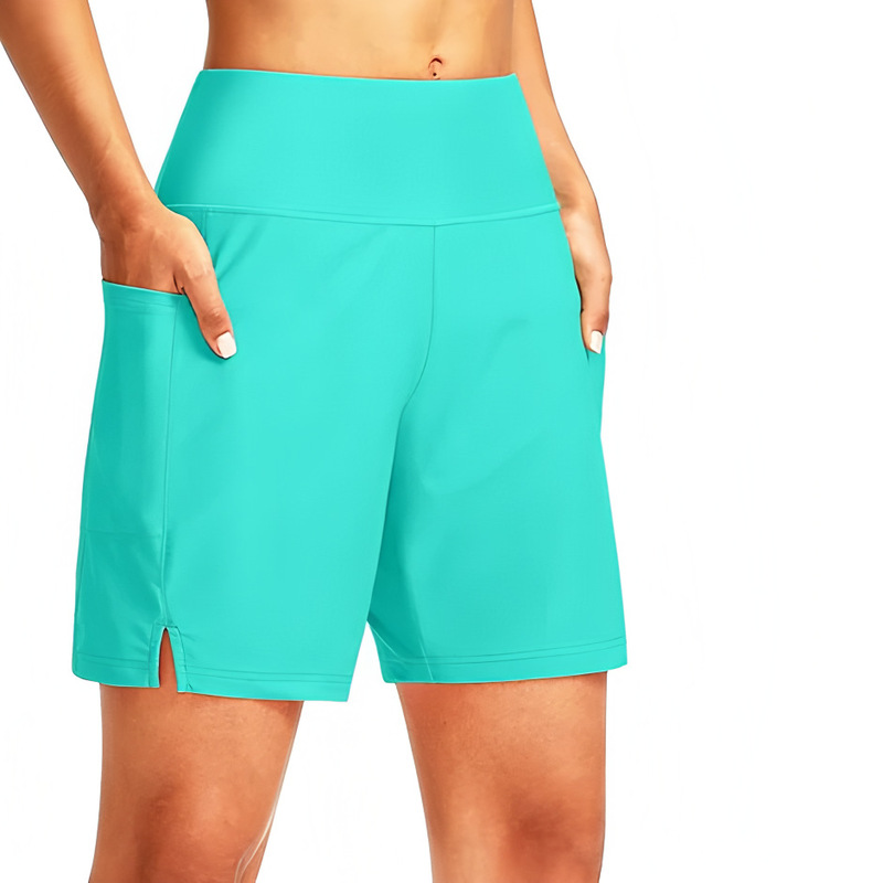 Cross-border Amazon Boxer Split Sports Casual Shorts High Waist Tight Quick-drying Loose Elastic Beach Pants