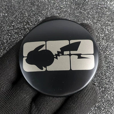 Exterior Modification Metal Decorative Sticker | Hub cover - galaxy-pikachu-creative-style-matte-black-4-pieces