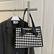 包包女新款2025格子大容量包包小众手提包单肩高质感托特包菜篮子