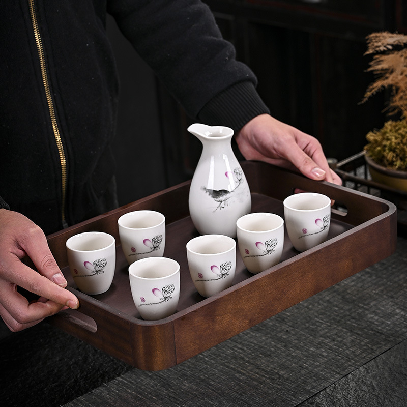 青花瓷酒具套装企鹅烧酒壶酒杯白酒醒酒陶瓷分酒器礼品批发黄酒