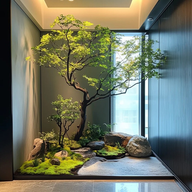 Artificial Green Plant Landscaping Combination, Large Decorative Fake Plant Landscape, Courtyard Layout, Entrance Hall Interior Atmosphere Tree Artificial Green Plant Landscaping Combination, Large Decorative Fake Plant Landscape, Courtyard Layout, Entrance Hall Interior Atmosphere Tree