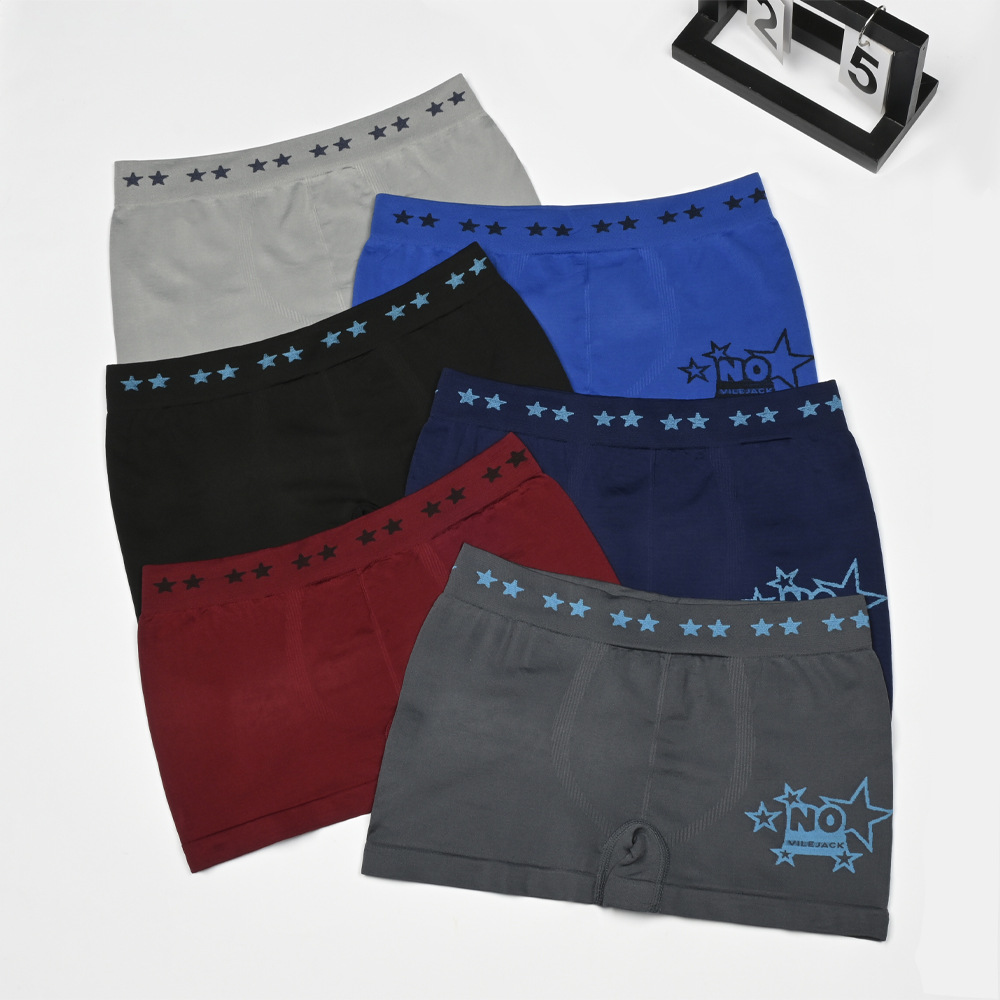 Calzoncillos tipo bóxer para niños con estampado de estrellas, poliéster sin costuras, suaves, cómodos, transpirables, ropa interior deportiva para niños jóvenes.