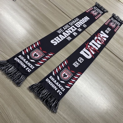 Manufacturer Supplies Football Fan Scarves for Chinese Super League Shaanxi United, Made of Polyester Knit with Digital Fashion Printing