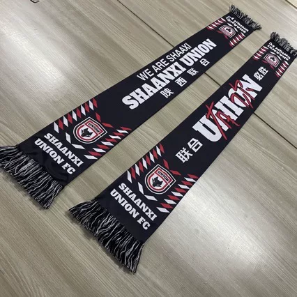 Manufacturer Supplies Football Fan Scarves for Chinese Super League Shaanxi United, Made of Polyester Knit with Digital Fashion Printing