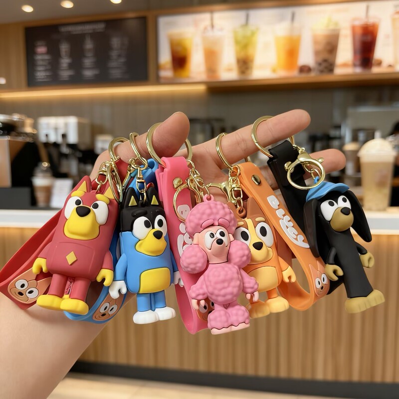 Bluey Foreign Trade Hot-Selling Cartoon Keychain Cute Pvc Doll Pendant Creative Gift Doll Machine Wholesale