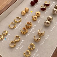 欧美金属银针不规则几何耳环时尚简约冷淡风耳钉小众高级感耳饰女