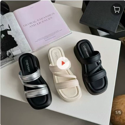 Компаньон Летние новые премиальные холодные тапочки с толстой подошной подошвной одевать повседневные дикие кексы для увеличения толстой подошвы тапочки оптом