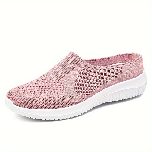 Old Beijing Style Women's Large Size Cross-border Leisure Ankle Shoes for Middle-aged Ladies, Soft Sole, Rounded Toe, Semi-slippers, TEMU Brand Sticker