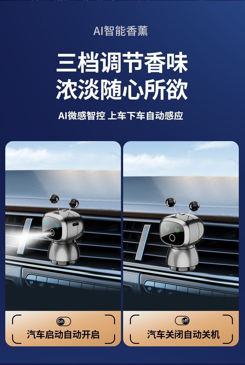 Intelligent Robot Spray Aromatherapy for Car Air Vents, High-End Car Fragrance to Remove Odors